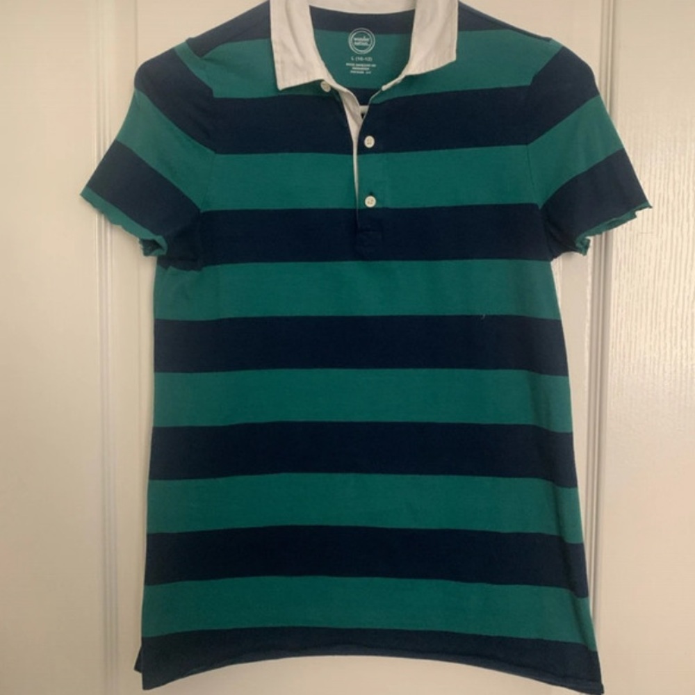 Striped Green & Navy Polo Shirt
